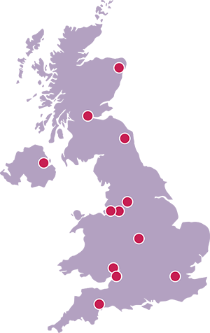 Map of the United Kingdom showing where Flirtio members are